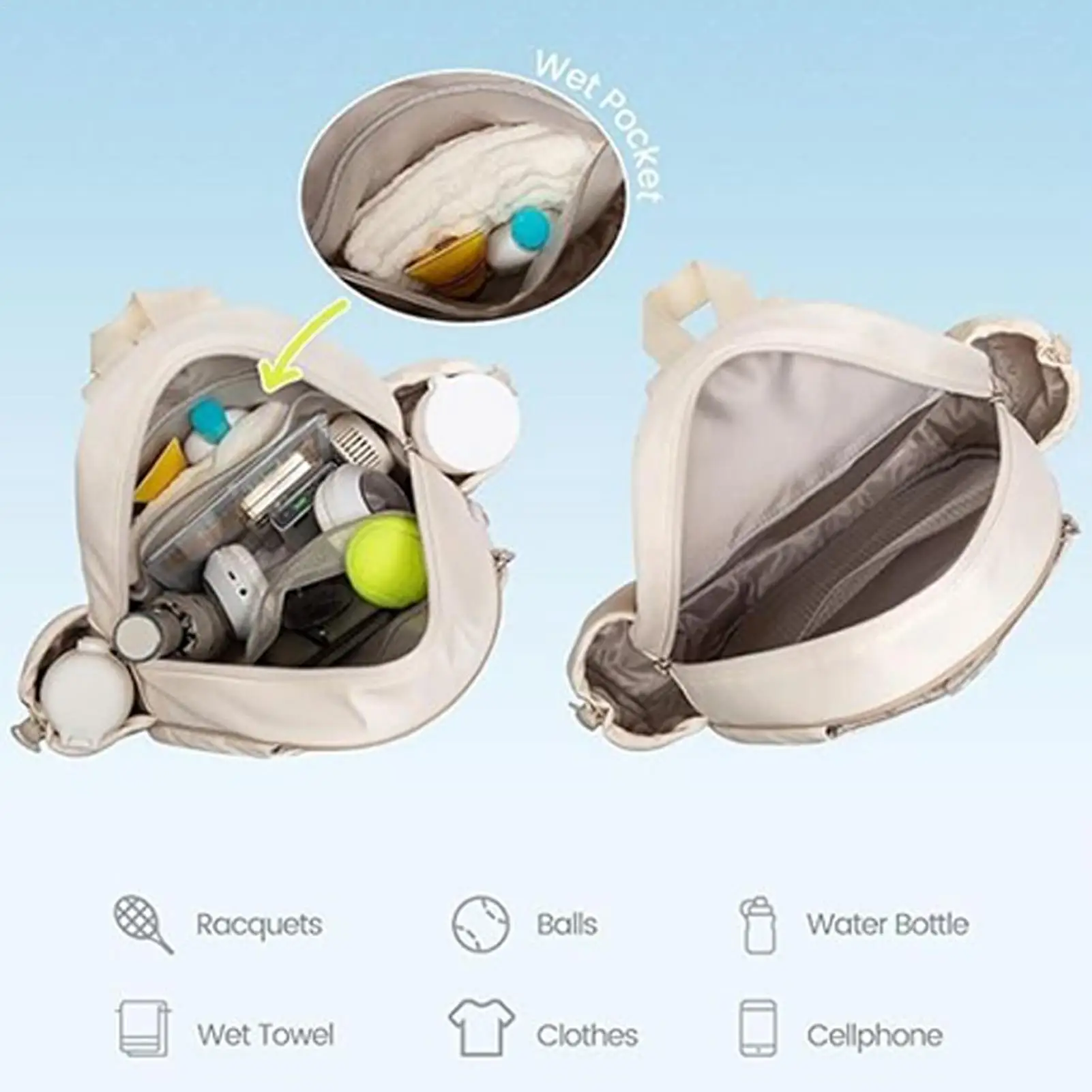 

Crossbody Lightweight Multi-Sport Bag - Waterproof Unisex Racquet Carrier ForPickleball Bag Tennis Bag Badminton Bag Racket Bag
