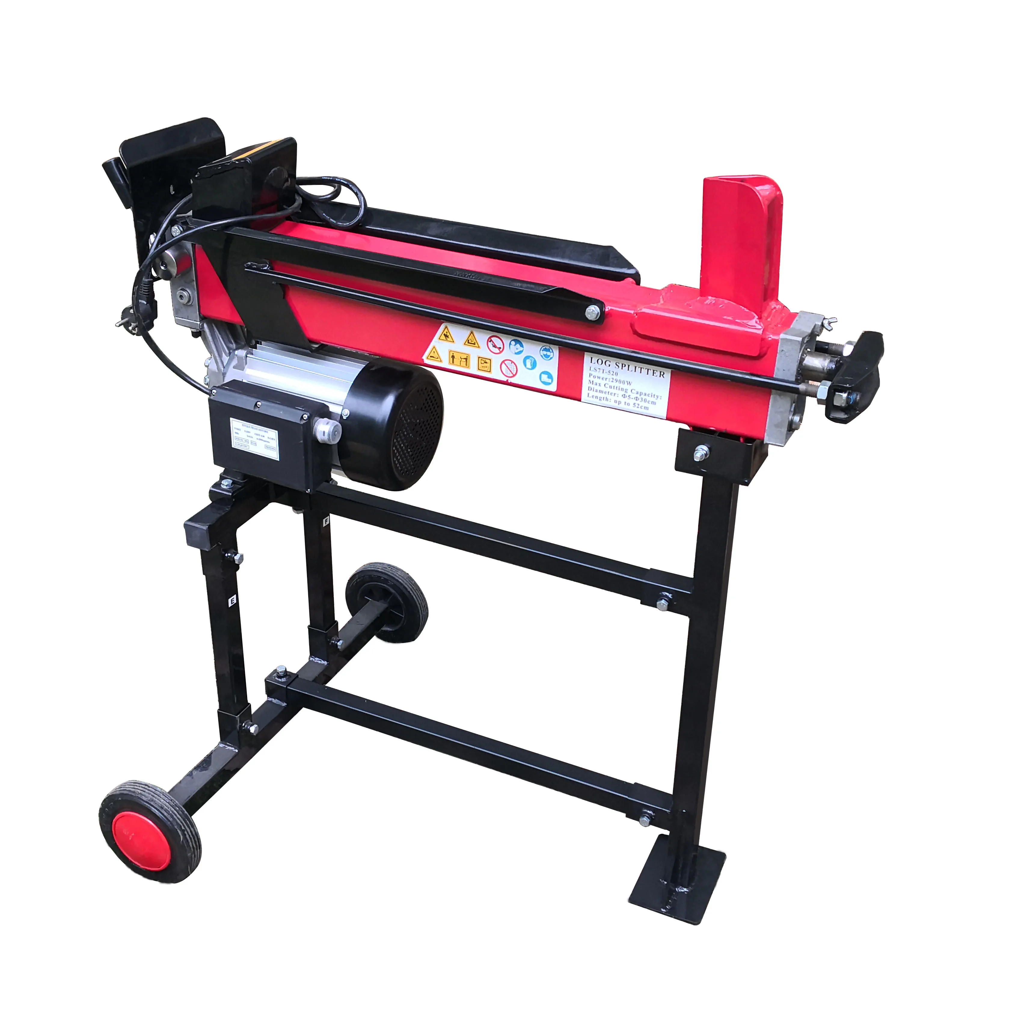 Electro-hydraulic wood splitter CE OEM is available for 7 ton length wood, 7 ton wood splitter force 520mm