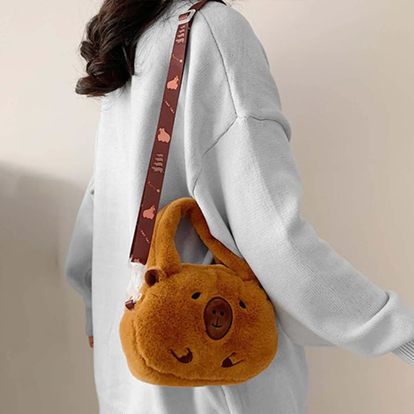 

Plush Capybara Crossbody Bag for Women Tote Purse Lightweight Pouch Animal