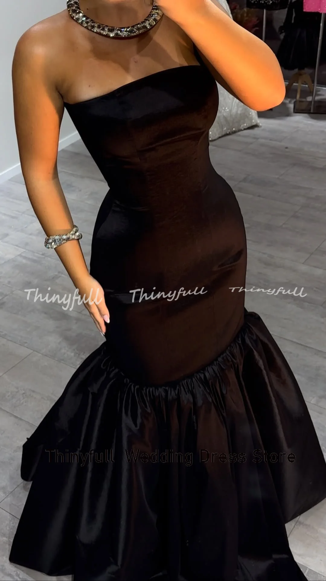 Thinyfull sirena satén árabe vestidos De graduación sin mangas vestido De noche sin tirantes vestido largo para ocasión Formal bata De Soirée personalizado