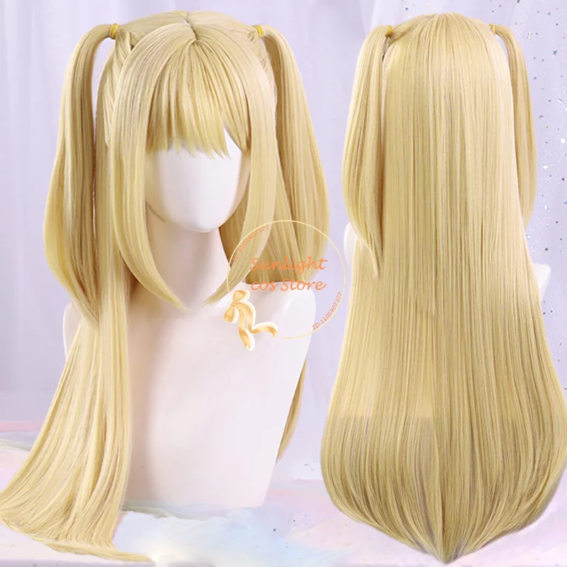 MisaMisa Cosplay Wig Long Golden Yellow Women Misa Amane Anime Cosplay Wig Heat Resistant Synthetic Hair + Wig Cap