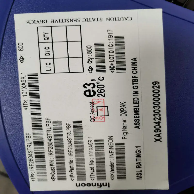 

Оригинальный IRF2804STRLPBF INFINEON TECHNOLOGIES/IR N-Channel 40V, 20 шт.