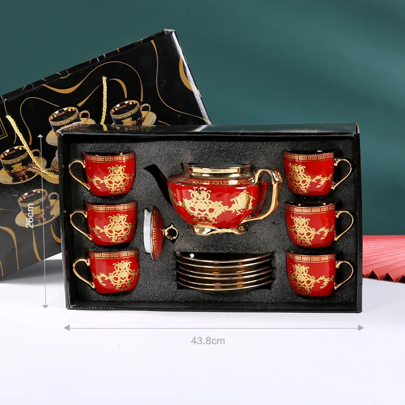 

Cross-border Middle East Turkish Teapot Business Gift European-style Ceramic Tea Set Suit Creative Coffee Cup Pot