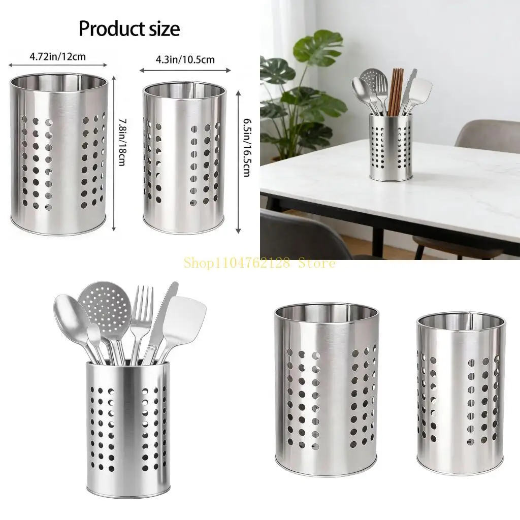 2Pcs Stainless Steel Chopstick Storage Container With Drain Holes Perfect For Small Kitchen Space And Dish Rack best sale
