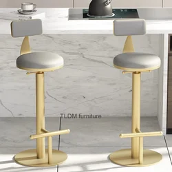 Silla de Bar minimalista ajustable, taburete de Bar moderno europeo de terciopelo de cuero, taburete de elevación redondo, muebles de restaurante de Cucina alta