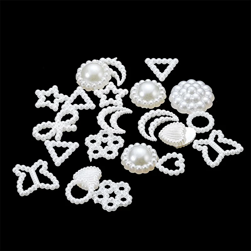 100pcs/Lot Imitation Pearl Beads Flower Heart Star Moon Spacer Beads For Jewelry Making Bracelet Charms Earring【SMQ】