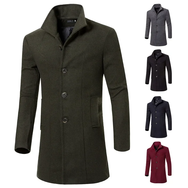 

2023 Autumn/Winter Mid Length Fashion Casual Coat Men's Wool Windbreaker Men's Coat