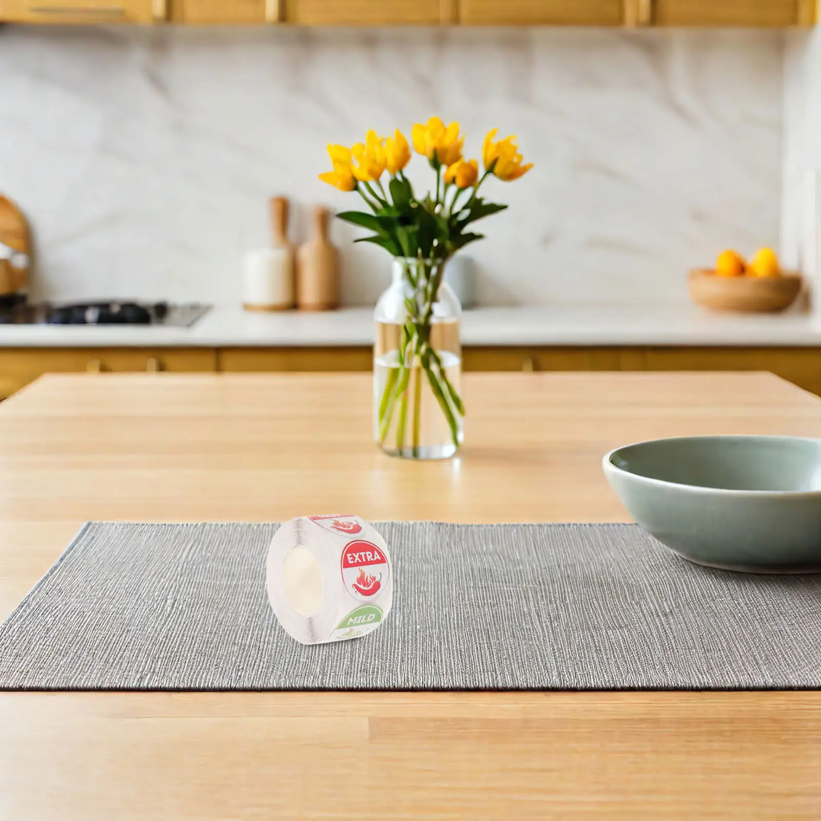 5 Rollos de Etiquetas Circulares de Advertencia de Picanteza con Gráficos Vibrantes de Chile Rojo, Pegatinas para Alimentos Picantes para Bolsas de Patatas Fritas, Especias, Snacks y Botellas de Salsas Picantes