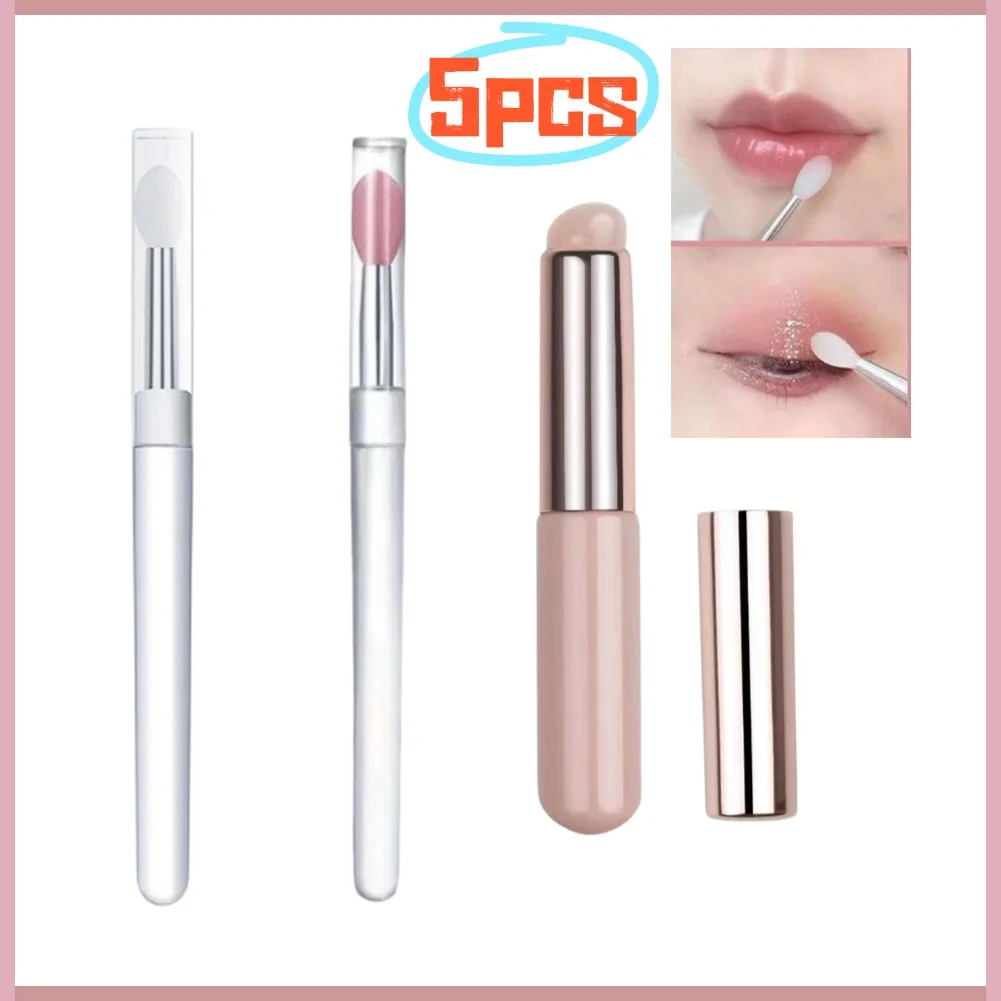 5PCS 실리콘 립 브러쉬 네일 파우더 메이크업 아이 섀도우 딥핑 도구 컨실러 브러쉬 네일 아트 글리터 딥 브러쉬 메이크업 브러쉬