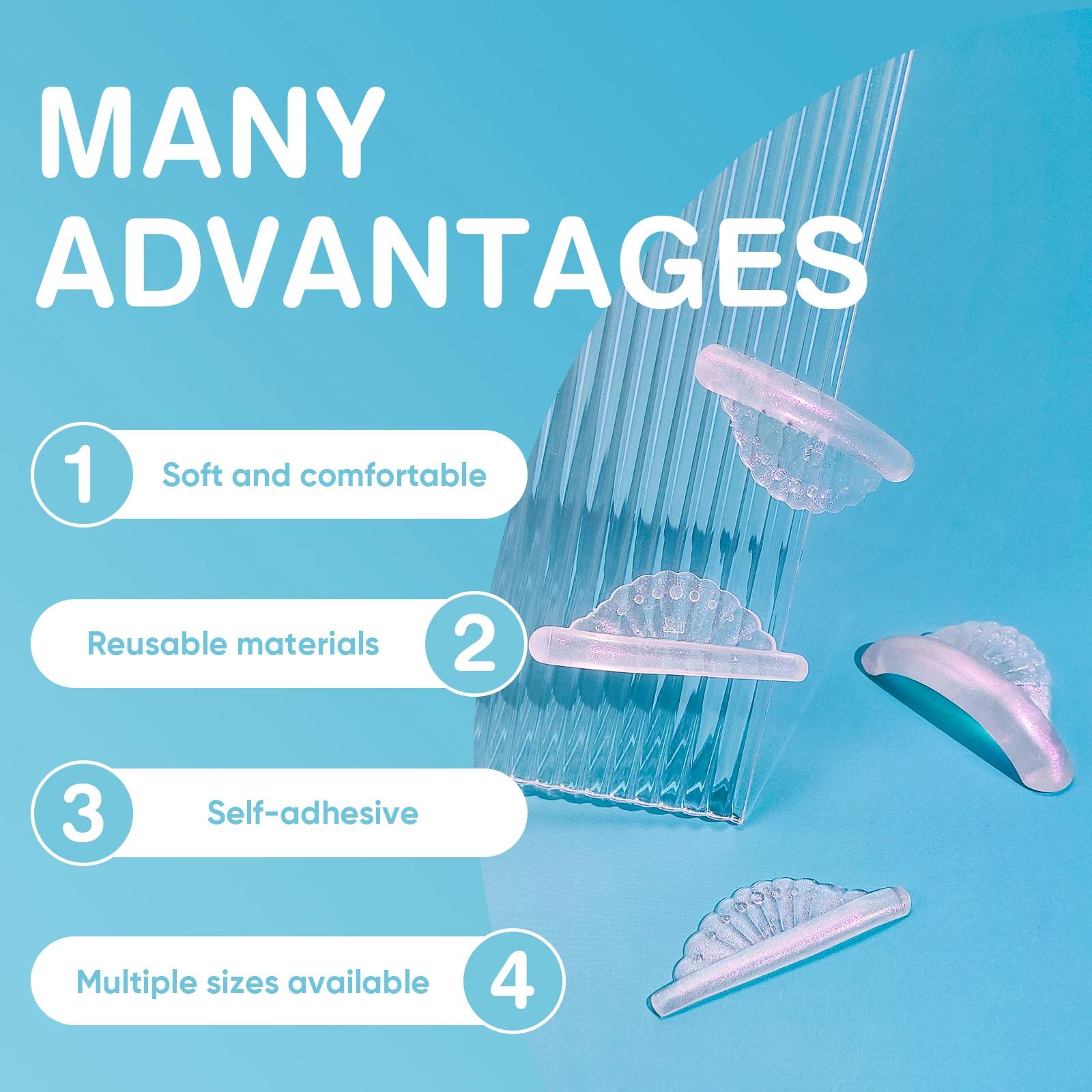 LOMANSA 3 Pasang Bantalan Silikon Ukuran Besar untuk Perm Bulu Mata, Tongkat Bulu Mata Perekat, Pelindung Pengangkat, Aksesoris Penjepit Bulu Mata 3D, Alat Rias