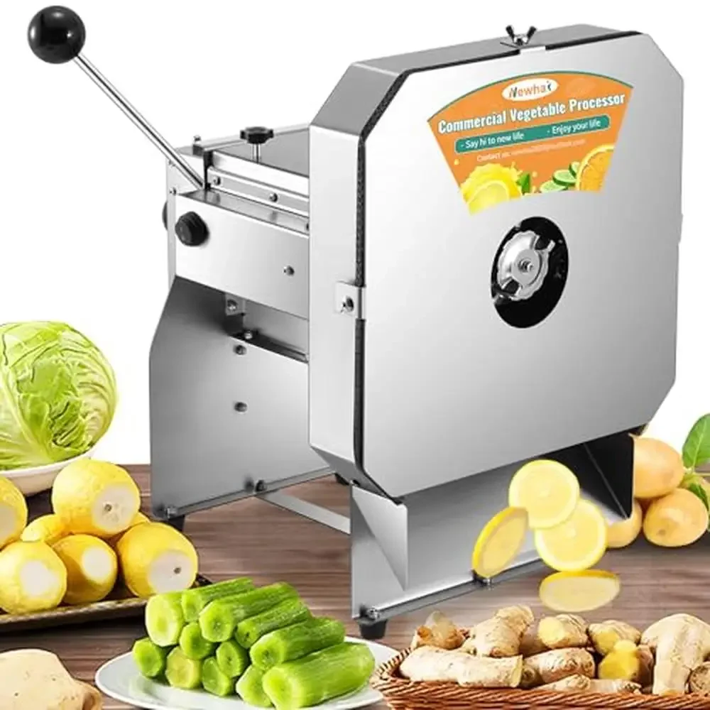 Commercial Electric Vegetable Fruit Cutter Adjustable Thickness Stainless Steel Slicer Manual & Electric Dual Use Ideal Home