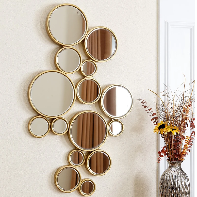 

Decorative mirror wall hanging background wall living room dining room enigma mirror combination round wall
