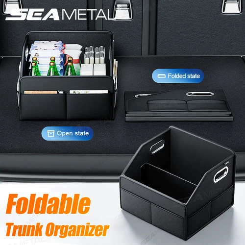 SEAMETAL-organizador plegable para maletero de coche, caja de almacenamiento impermeable resistente al desgaste con 6 bolsillos, organizador de gran capacidad de 22,5 L