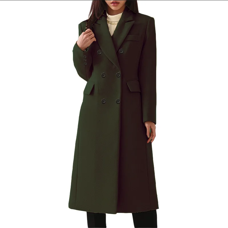 Women's Coat 2024 Autumn Winter Long Size Large Woolen Women's Coat Woolen Coat Seven Colors And Eight Sizes Hair Solid Coat