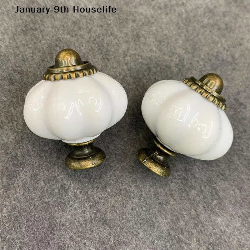 Simple Single Hole Acrylic Pumpkin Handle European Style Vintage Cabinet Knob Round Door Pull Handles Wine Cabinet