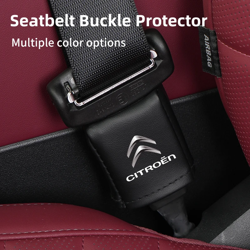 Full Coverage Leather Car Seat Belt Buckle Cover Protector For Citroen C4 C3 C5 C1 C2 Berlingo Celysee Cactus Picasso Aircross