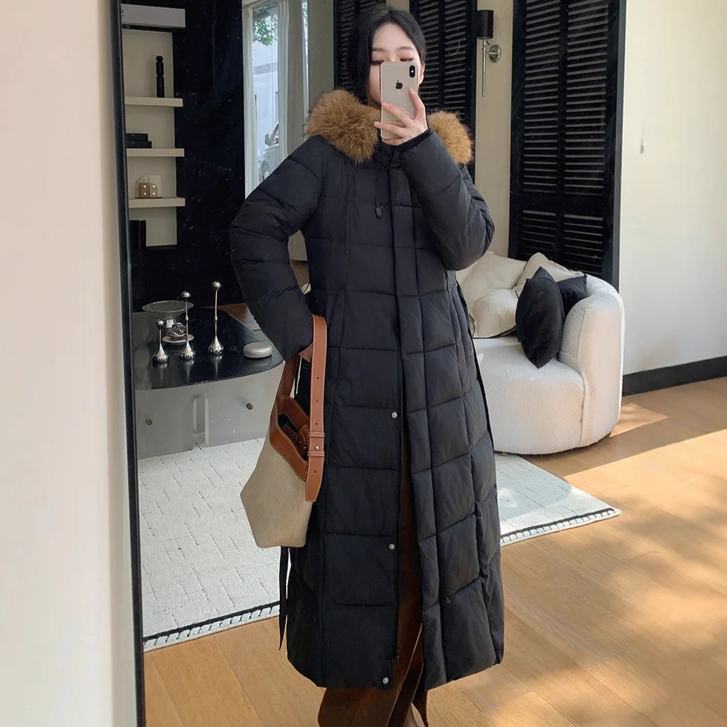 Parkas Women Long Coats Hooded Fur Collar Jackets Thick Warm Y2k Streetwear Jacket Work Coat Elegant Autumn Winter 2025