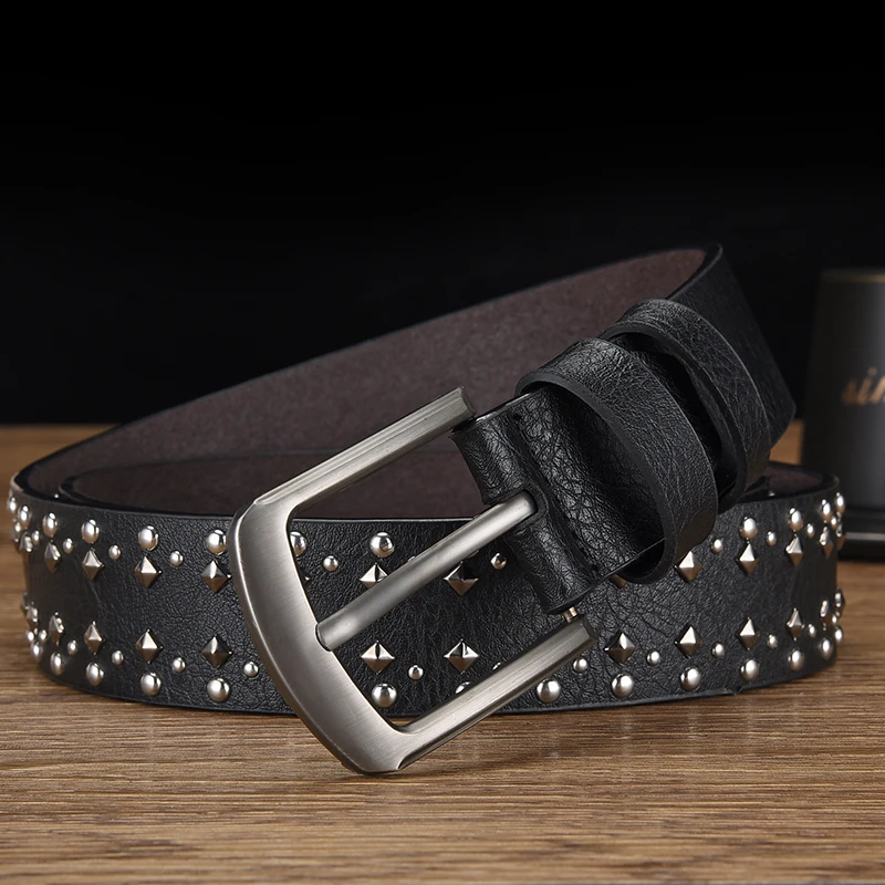 OYIFAN New Rivet Belt Y2K Style Pin Buckle Belt for Men/Ladies, Jeans Belt, Unisex Leather Belt Y2K Belts for men