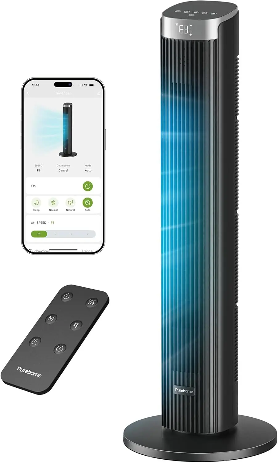 

36" Tower Fan with Oscillation, App & Voice Control, Quiet Cooling for Bedroom