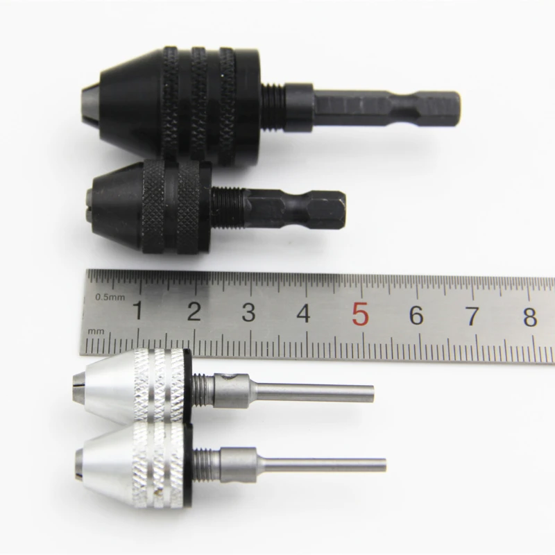 0.3-8mm 6.35mm 1PC Quick Change  Keyless Drill Chuck Screwdriver Impact Driver Adaptor Hex Shank Drills Grinder Converter view 3