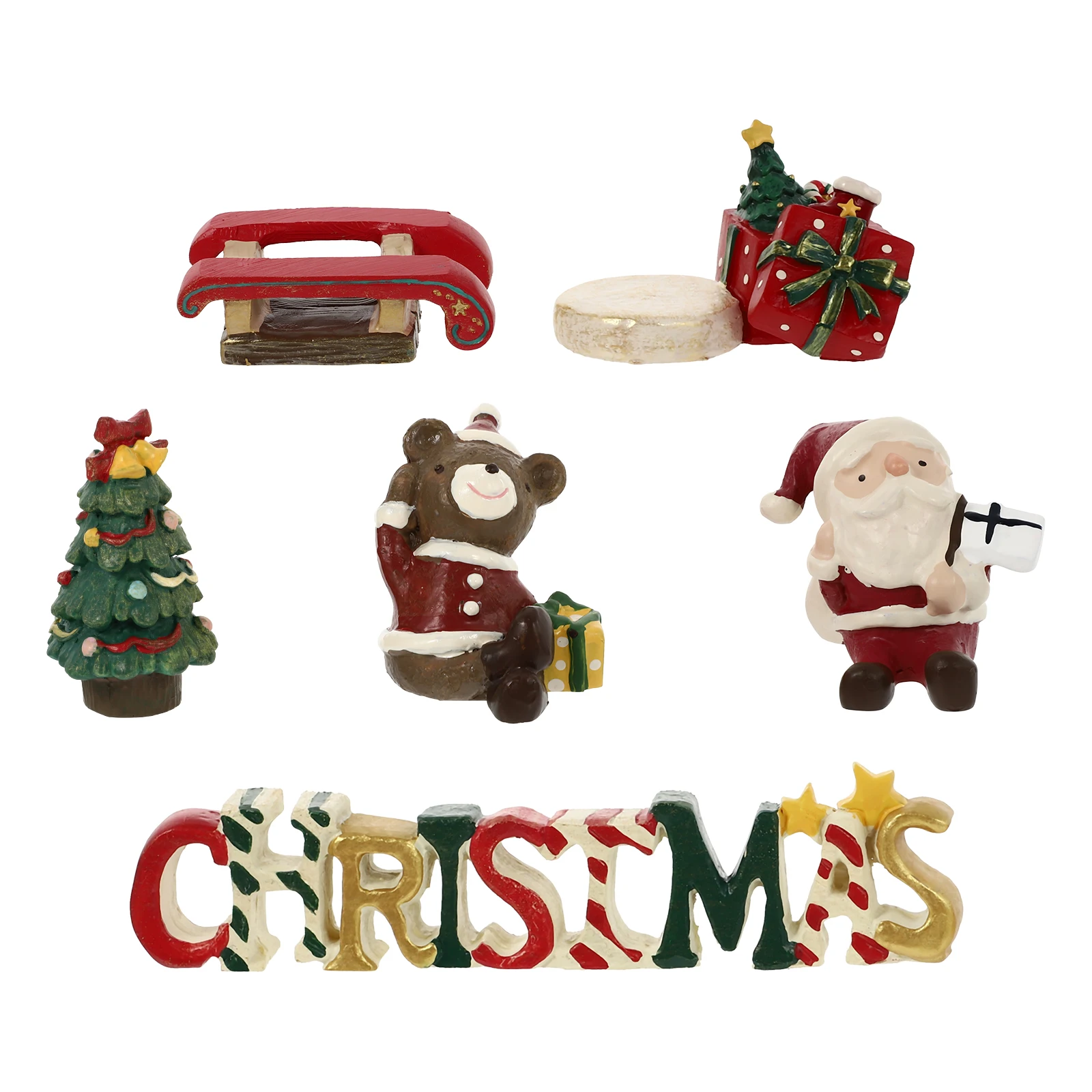 

6Pcs Xmas Resin Ornaments Christmas Fish Tank Decor Lightweight Mini Aquarium Craft Desktop Decoration Holiday Ornament