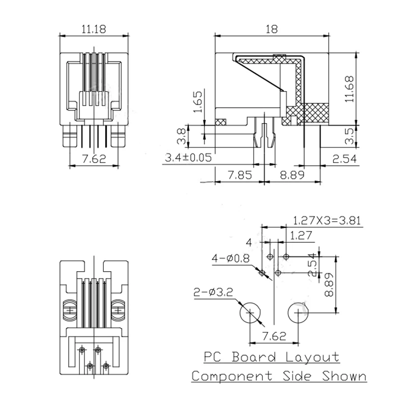 10PCS Telefon Buchse Stecker RJ11 RJ12 RJ45 Telefon Wifi Buchse 2pin 4pin 6pin 8pin 4P4C 6P6C 6P4C 8P8C RJ45 Jack – Detail 3
