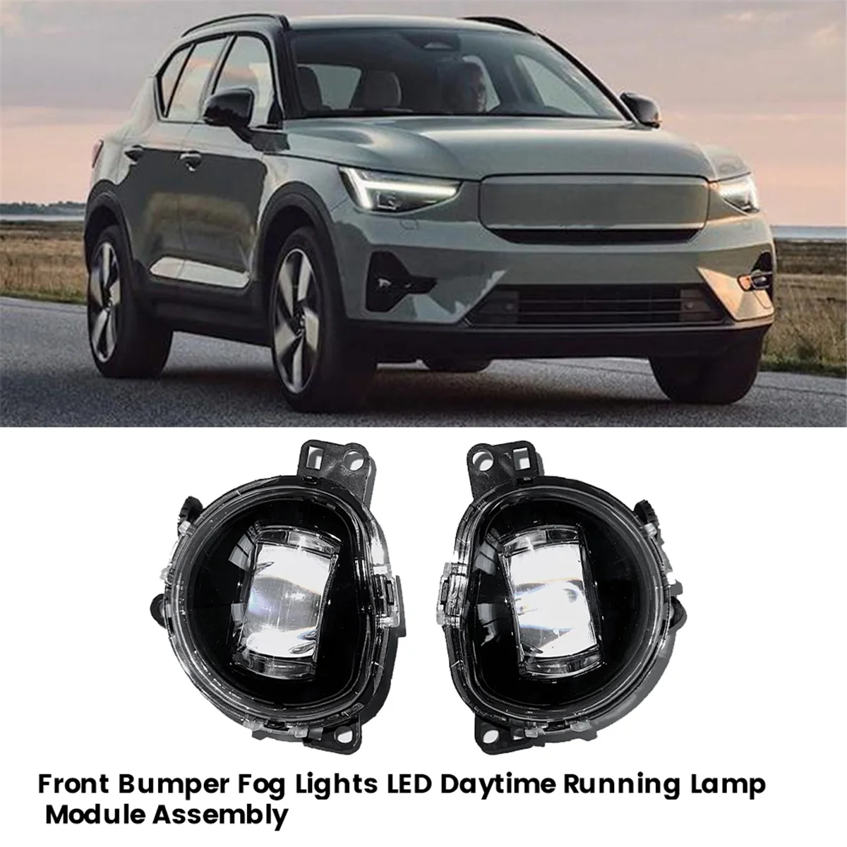 1Pair Car Front Bumper LED Fog Lights Assembly for Volvo XC40 2021-2024 S90 2023-2024 LED Daytime Running Lamp Module