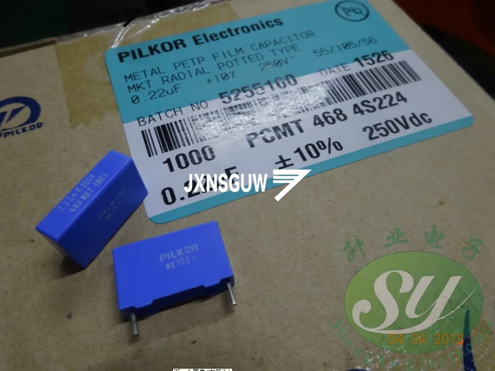 50PCS Original PILKOR MKT468 224/250V P15MM film audio coupling capacitor MKT 468 0.22uf/250v 220nf u22 224 250vdc