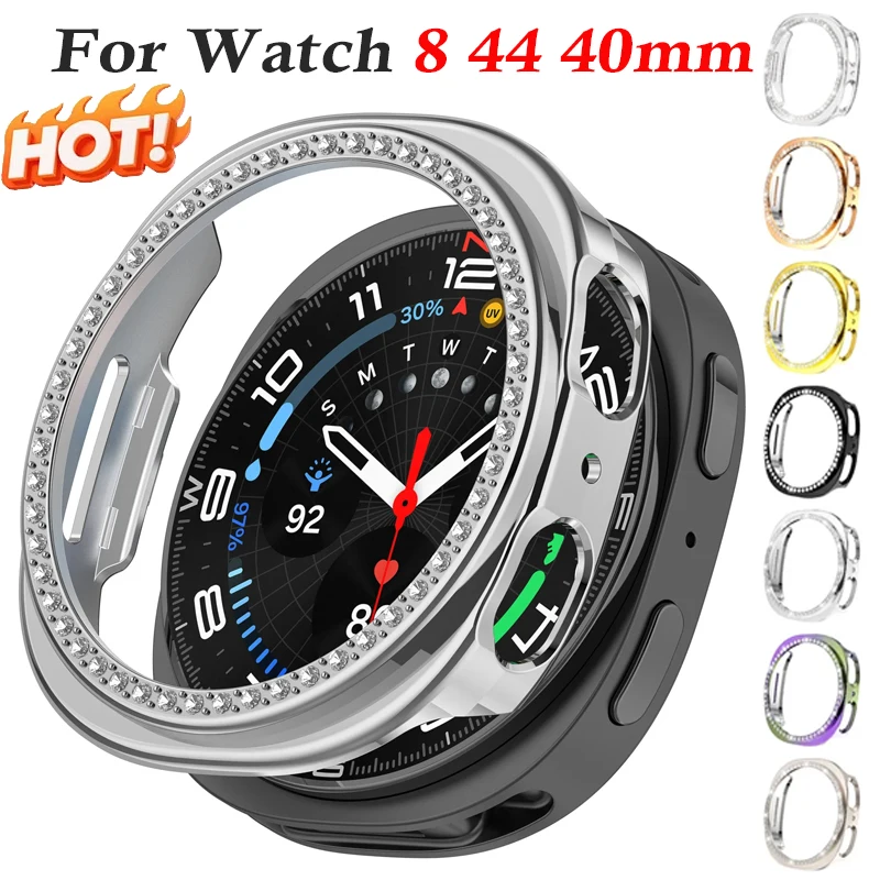 

Блестящий полый чехол для Samsung Galaxy Watch 8 44/40 мм, жесткий чехол из поликарбоната с бриллиантами для Galaxy Watch 8, полый защитный чехол-аксессуар