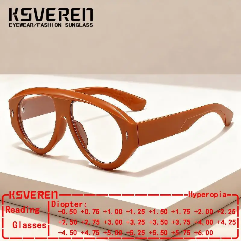 Fashion Pilot Anti Blue Light Reading Glasses Men Women Wide Leg Personalized Presbyopic Eyewear Prescription Optical Glasses