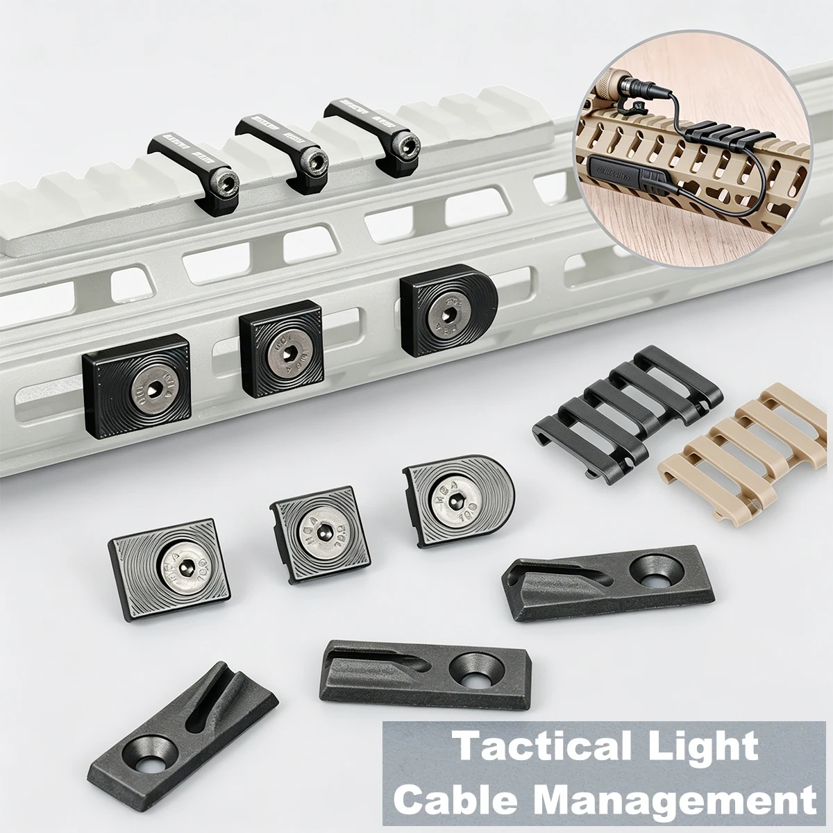 M-L-O-K Pictinny Wire Guide System For M300 M600 M-L-OK Cable Management 3PCS/Set Surefire Laser Flashlight Remote Switch Clip