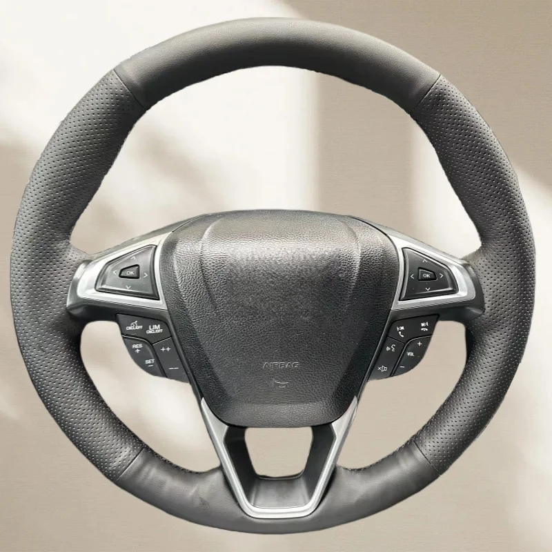

Чехол на руль автомобиля из натуральной кожи на заказ для Ford Fusion Mondeo 2013-2014 EDGE, оплетка на руль, автомобильный аксессуар