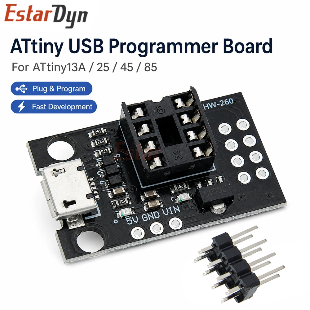 Estardyn ATtiny13A/25/45/85 Socket Programming Adapter Breakout Module for AVR DIY