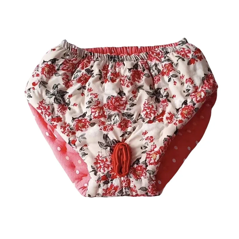 Floral Soft Briefs Men Women Handmade Filled Cotton Puffy Warm Panties Fetish Couple Panties Plus Size Underwear Sexy Costumes