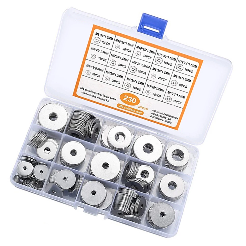 

Fasteners Accessories Flat Washers For Electrical Connections About 17x9.8x2.2cm 304 Stainless Steel Gaskets Washers