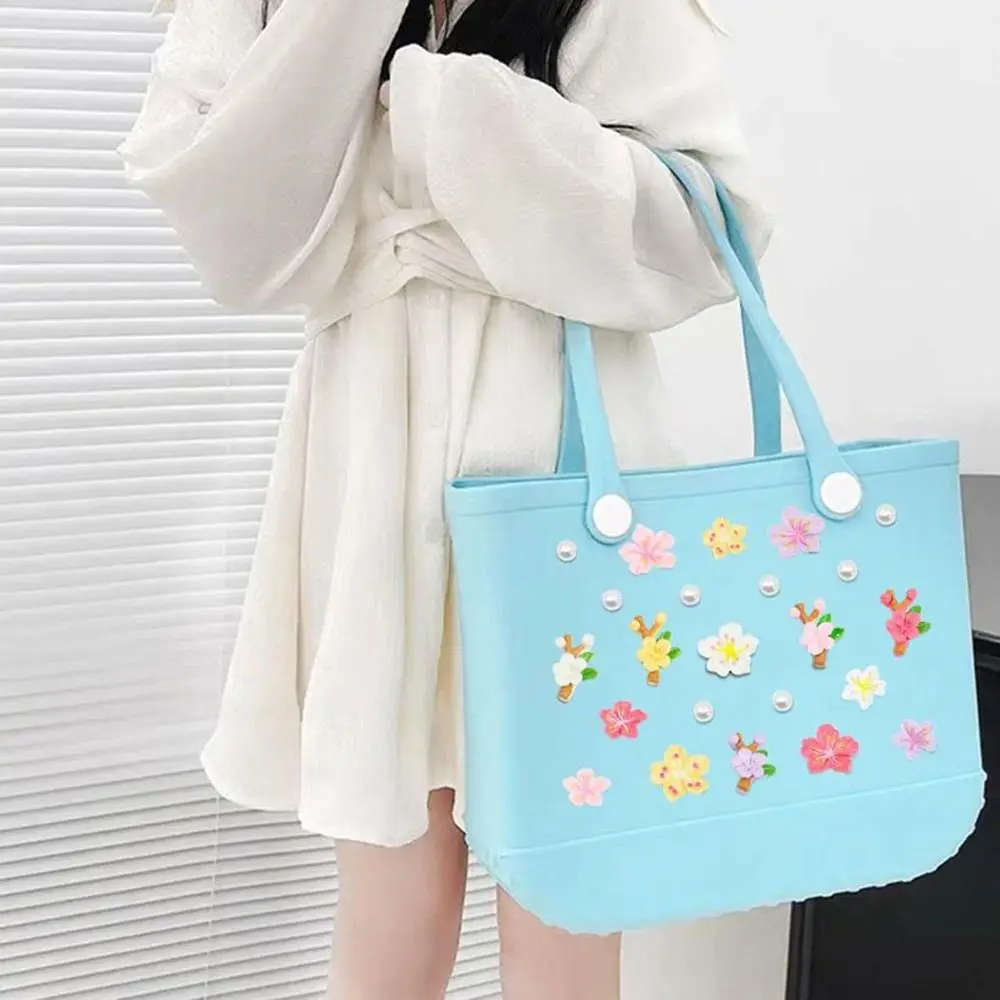 1Set Resin Charms for Bogg Bags Cartoon Butterfly Beach Bag Accessories Charms Pearl Flowers Bag Buckle Ornaments for Bogg Bag