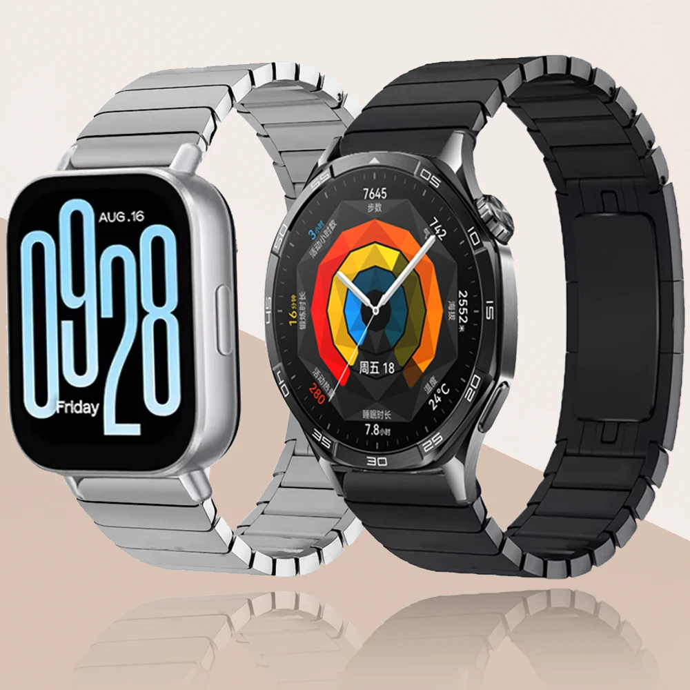 Correa de Metal de 22mm para Redmi Watch 5 Active/Lite pulsera de acero inoxidable de alta gama para Huawei Watch GT5/4 Pro 46mm Amazfit GTR 4