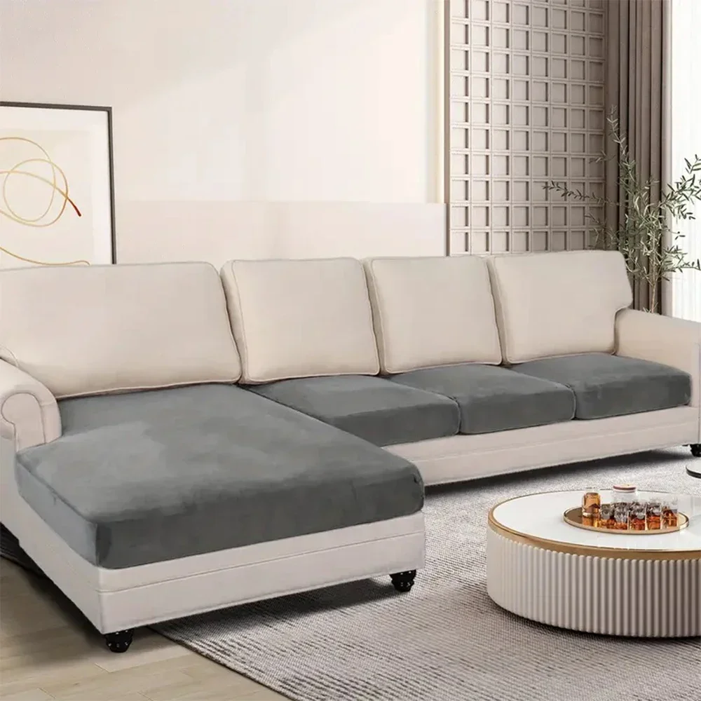 ARMFAVER Soft Velvet Sofa Cover Elastic Couch Slipcovers Luxury Plain Living Room Chaise Lounge Case Pet-Friendly Removable Warm