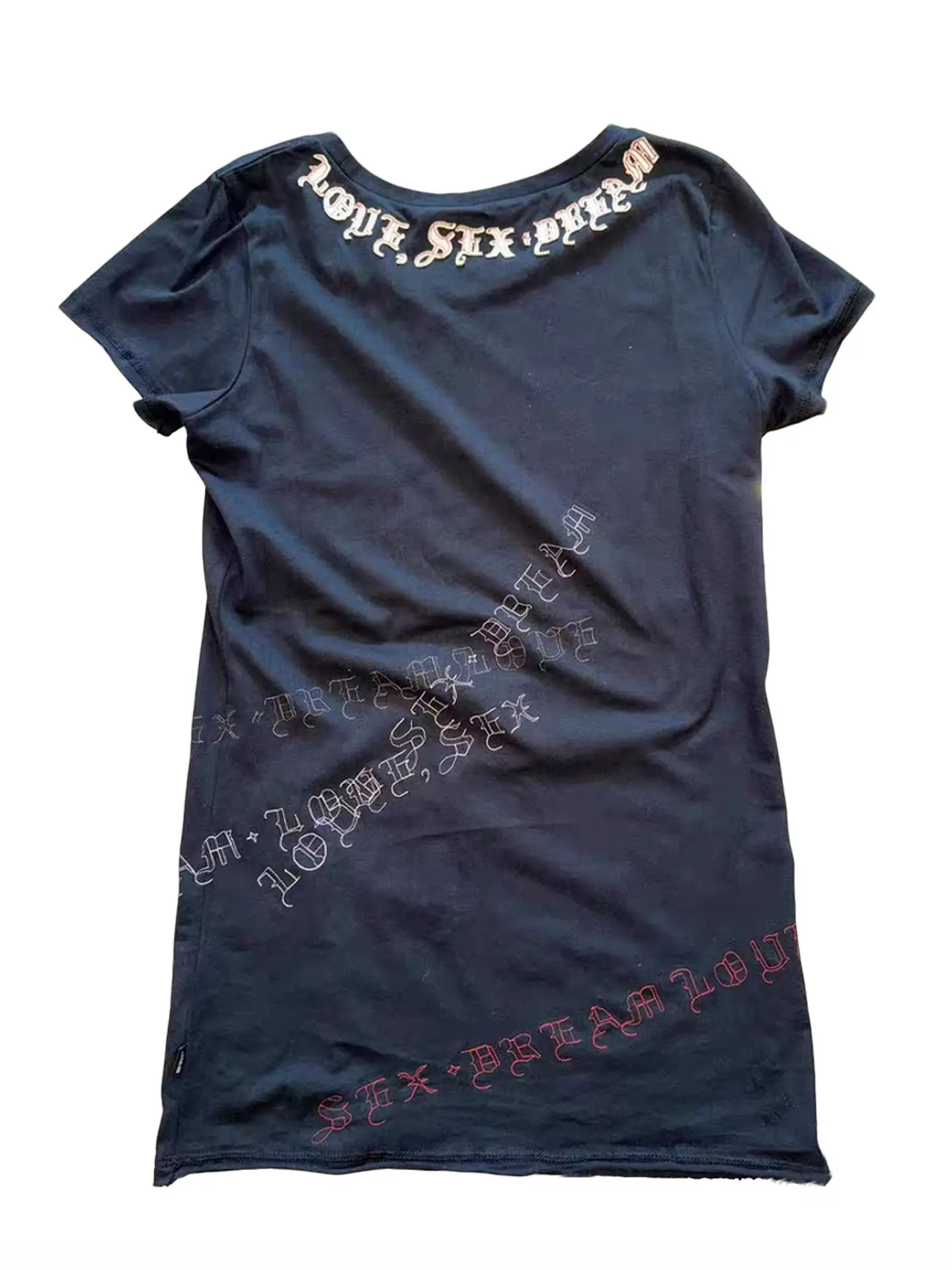 

LGB Black Printed Embroidery Rare Crew Neck Slim Sleeve Short Sleeve T-Shirt