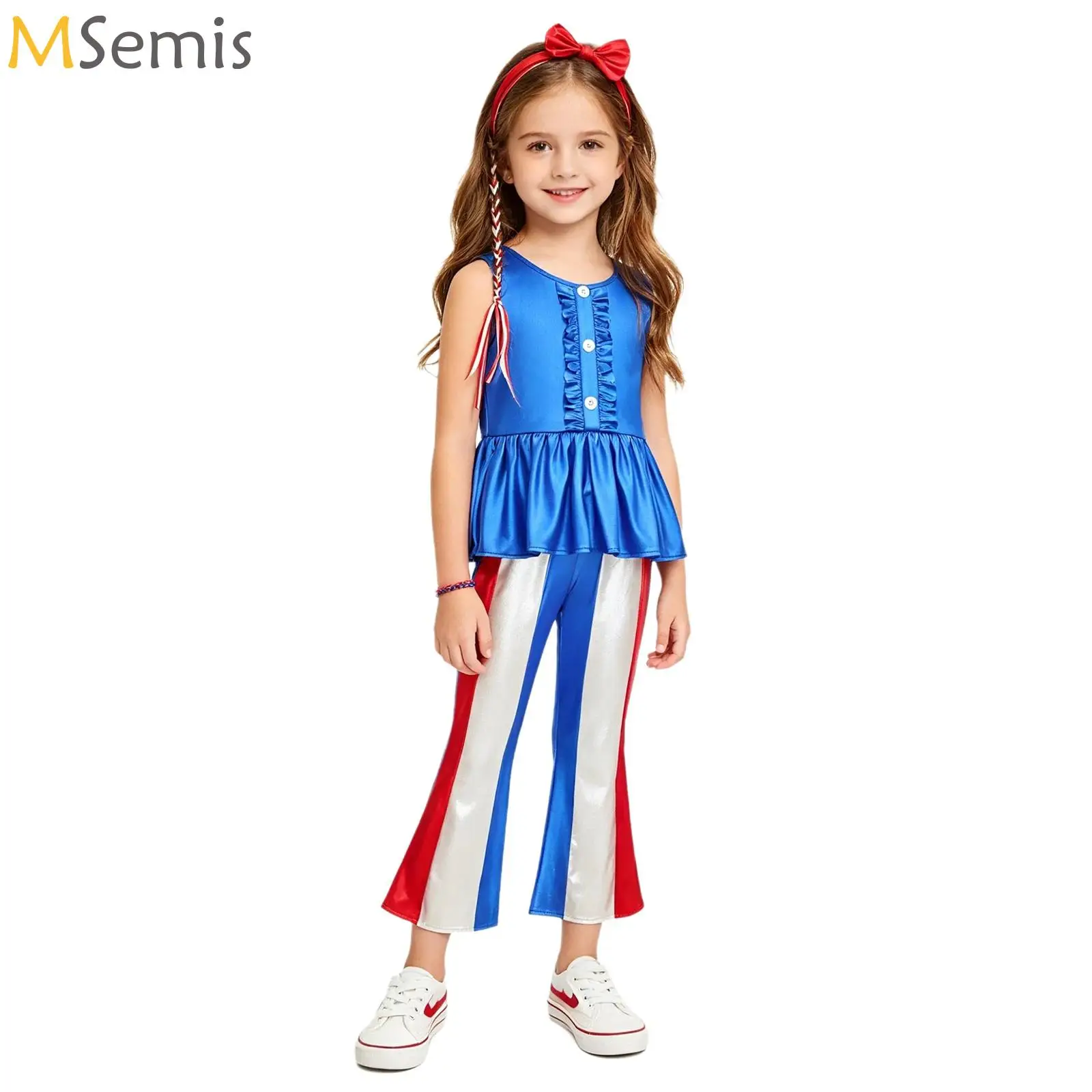 

Metallic Stripe Jazz Modern Dance Clothes Set for Kids Girls Boys Dance Party Performance Hip Hop Costume 60s 70s Disco Outfits