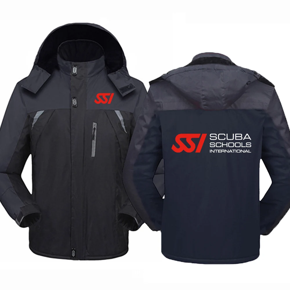 

Scuba Diving Dive SSI Printed Winter Jacket Men Windbreaker Waterproof Thicken Fleece Outwear Cycling Jersey Outdoor Military