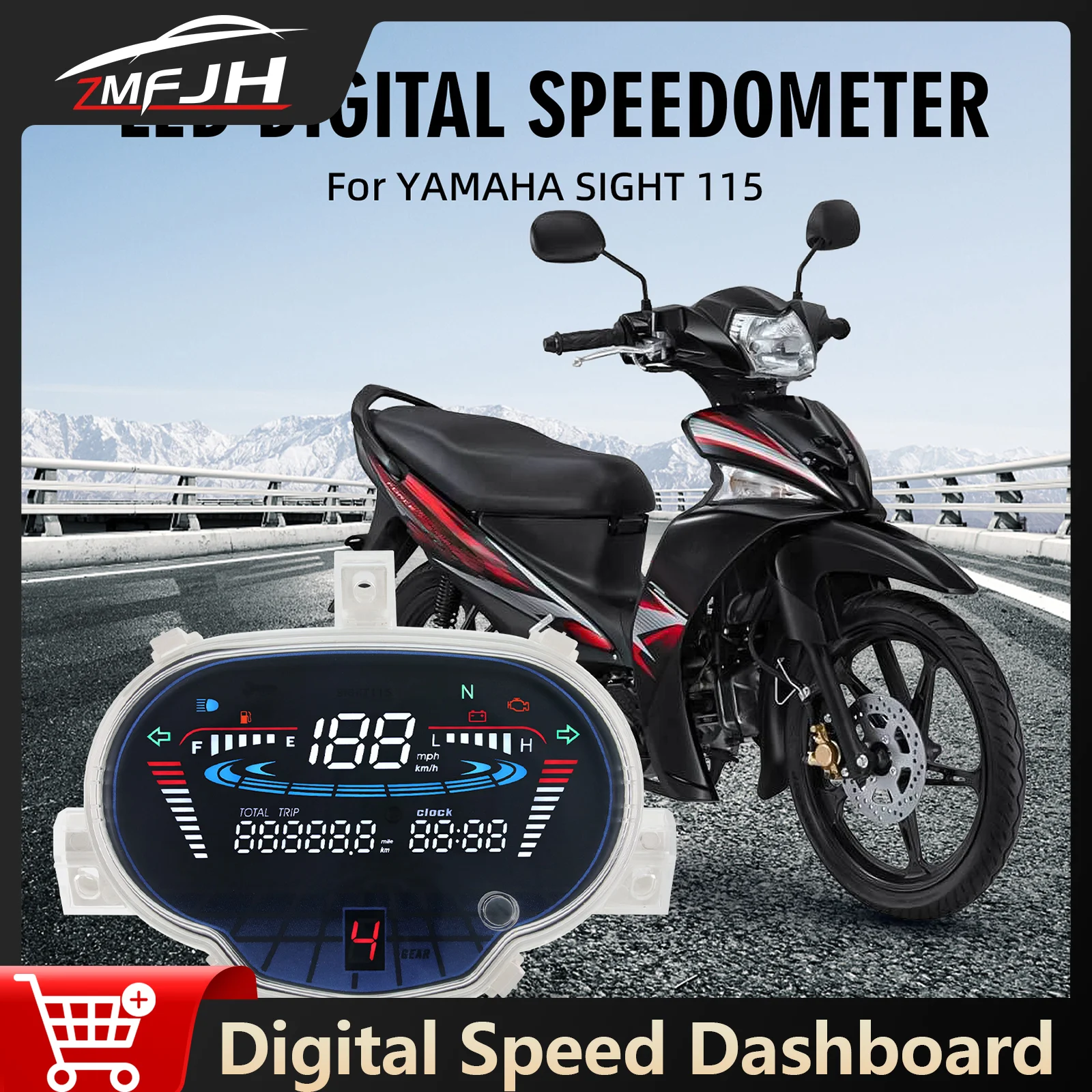 

Motorcycle LCD Speedometer For YAMAHA Sight 115 Motor Dashboard Clock Odometer Tachometer Fuel Level Gauge Voltage 1FDH35101000