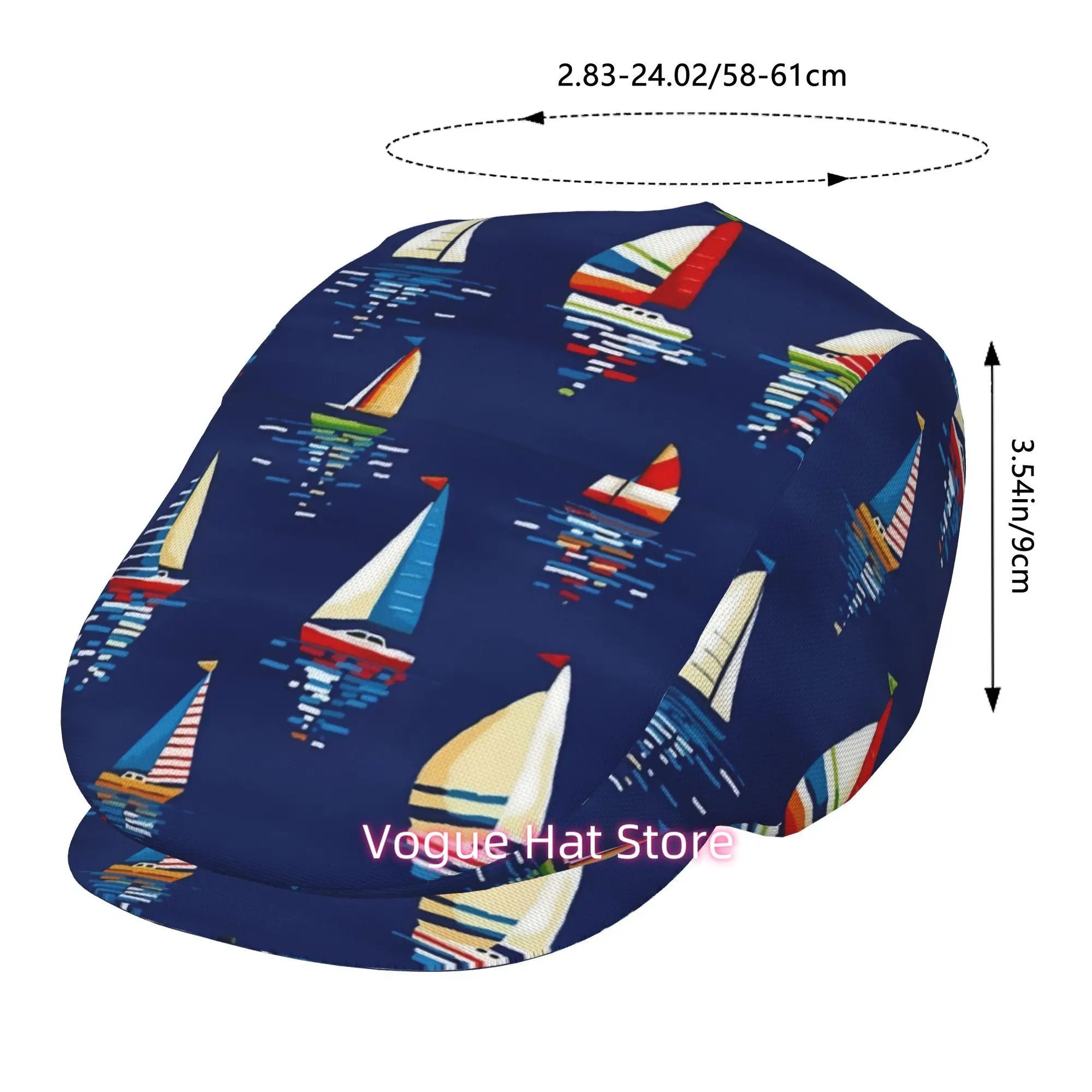 1pc Deep  Sail Shadow All-over printed beret,  newsboy cap, unisex, a must-have fashion accessory for outdoor leisure activities