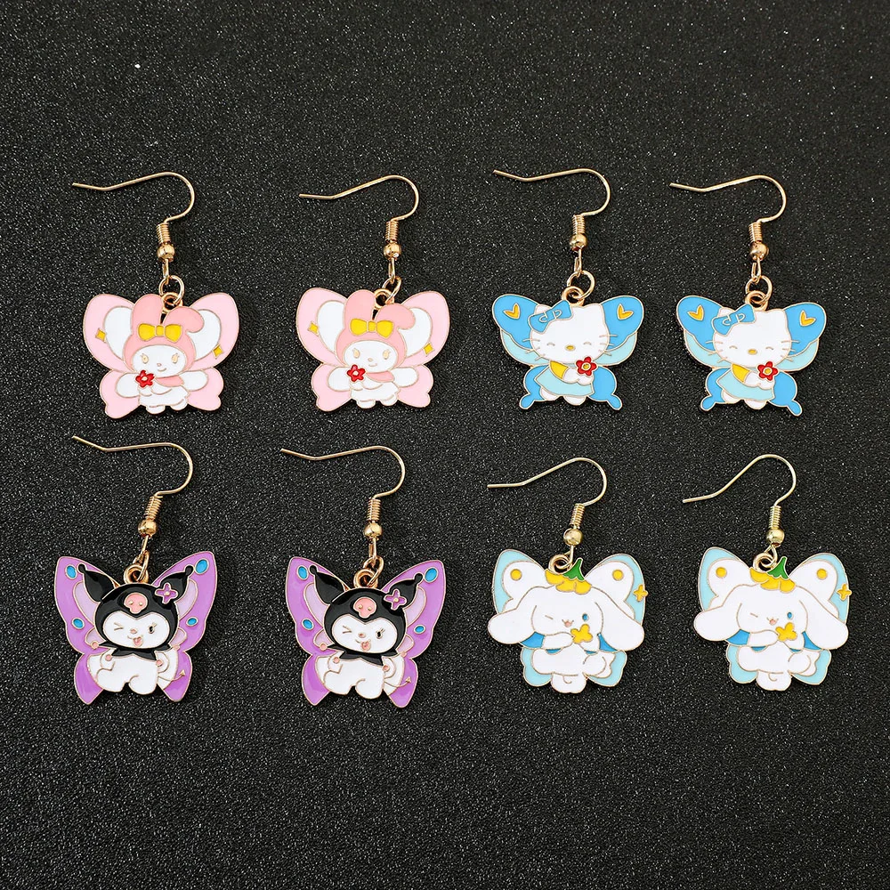 Sanrio Cartoon Series Earrings kawaii My Melody Kuromi Hello Kitty Earrings Girls Birthday Party Jewelry Accessories Gifts