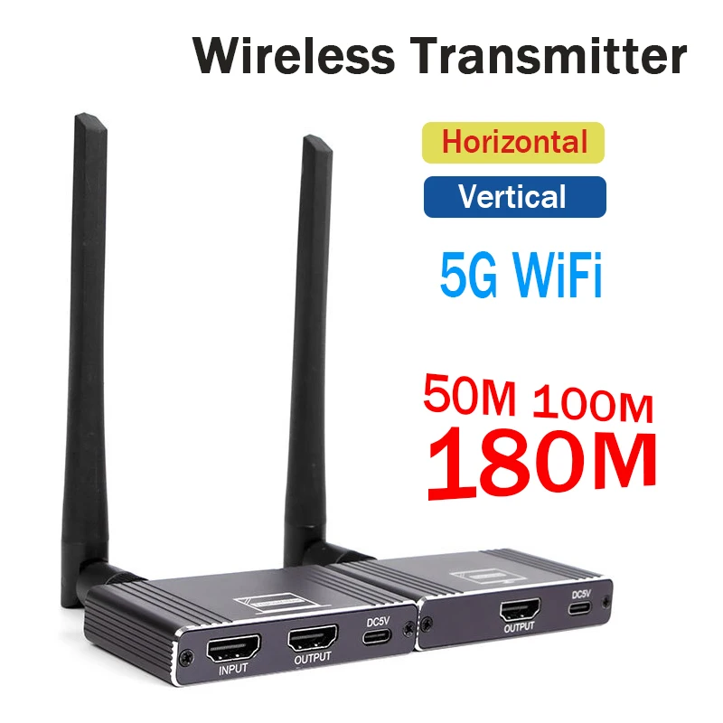 

Wireless HDMI Transmitter and Receiver 1080P 50M 100M 180M 2.4G/5G HDMI Extender Kit Mirror Display for Laptop PC TV Projector