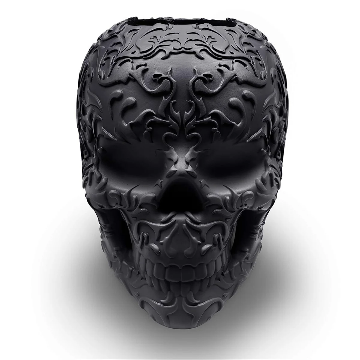 Skull Makeup Brush Holder Gothic Spooky Decor Organizer Plant Flower Pot for Halloween Table Vanity Office Desk Storage