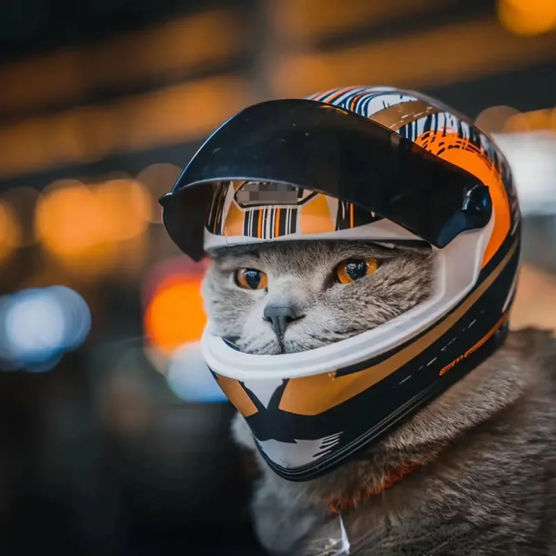 Pet Motorcycle Helmet,Full Face Motorcycle Helmet Outdoor Motorcycle Bike Riding Helmet Hat for Cat Puppy Helmet Pet Supplies