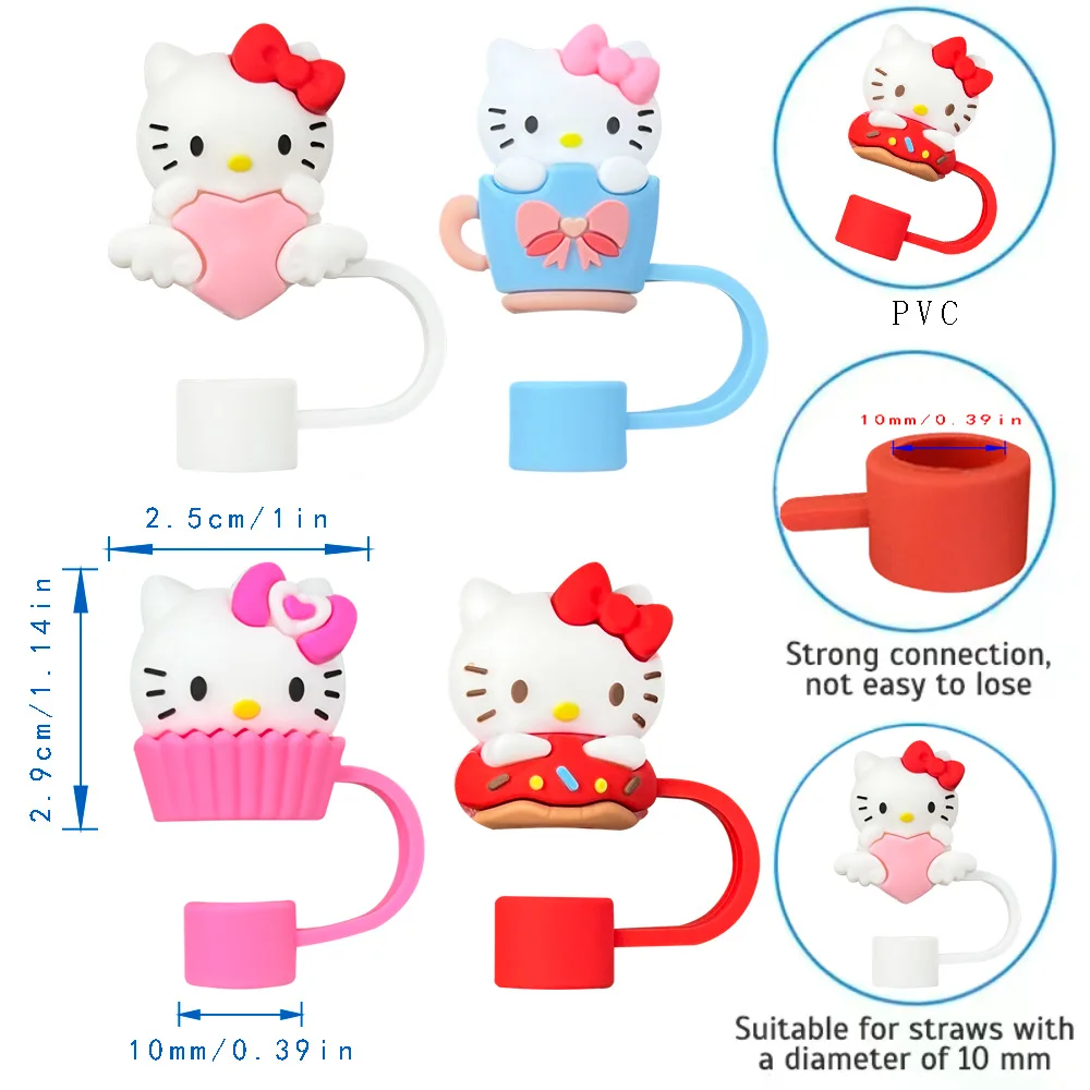 10mm HelloKitty Straw Cover Cap Dust-Proof Reusable Straw Tips Lids for Stanley Cup Leak-proof Dust Proof Straws Cover