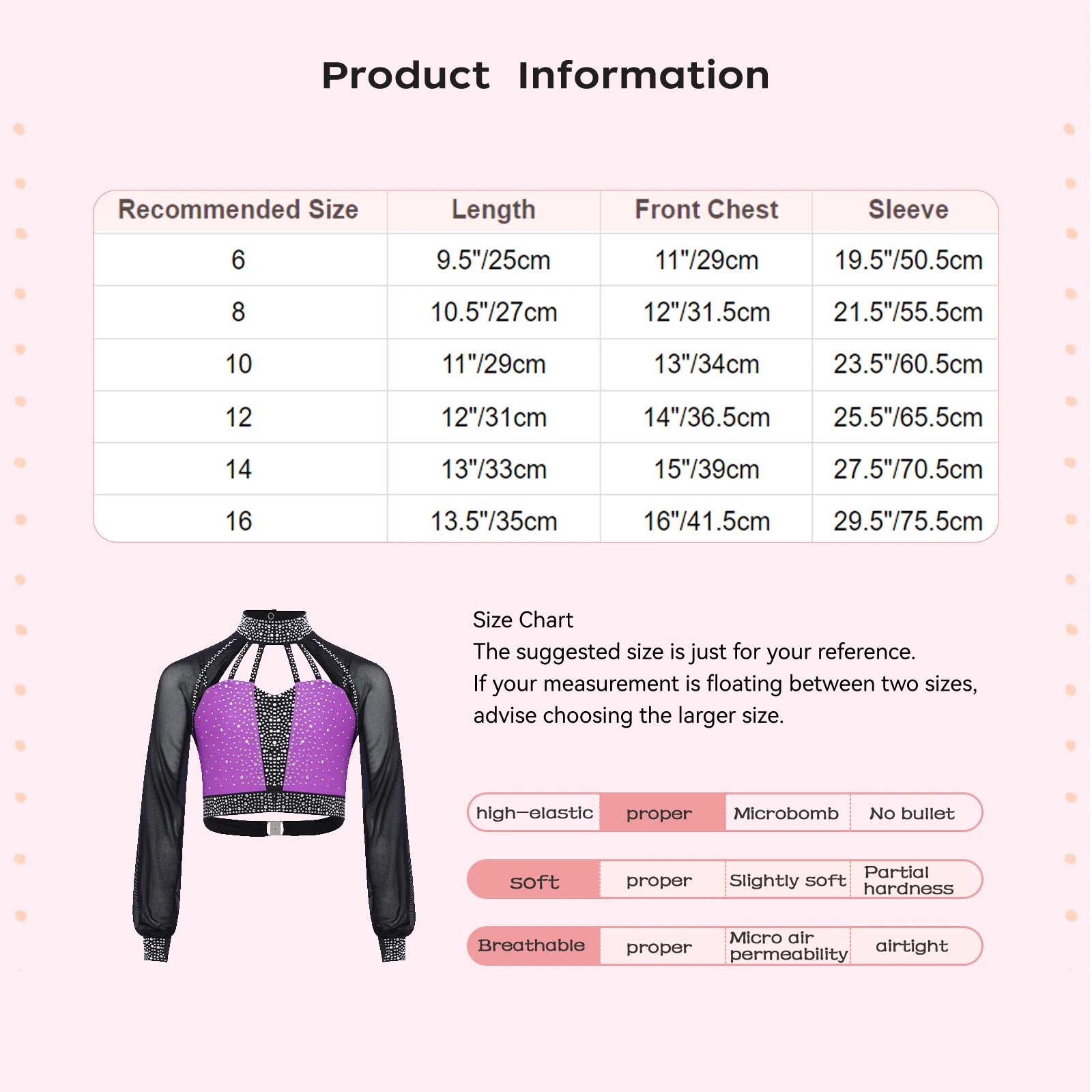 

Girls Rhinestones Crop Tops for Jazz Lain Modern Street Dance Performance Costume Mesh Long Sleeves Backless Strappy Shirts Top