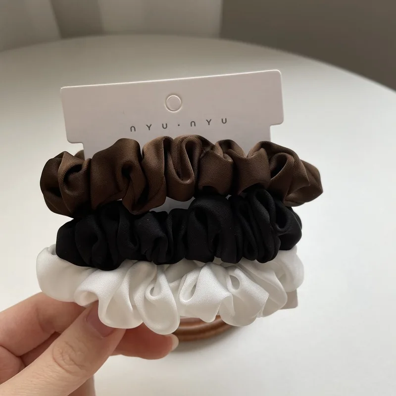3/4/6 Teile/satz Satin Scrunchies Frauen Einfarbig Haar Seil Elegante Pferdeschwanz Halter Gummiband Elastische Haarband Haar zubehör – Detail 5